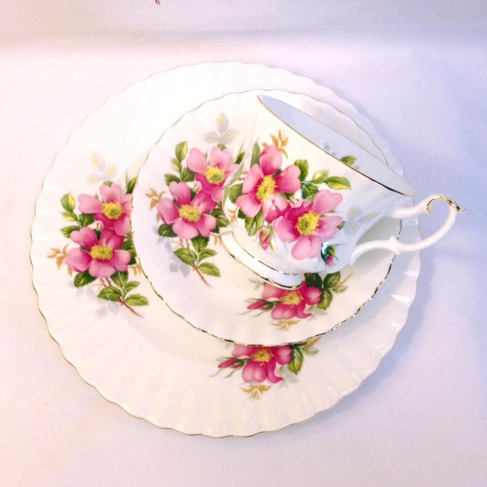Royal Albert 'Prairie Rose' Bone China Trio — Set of Four