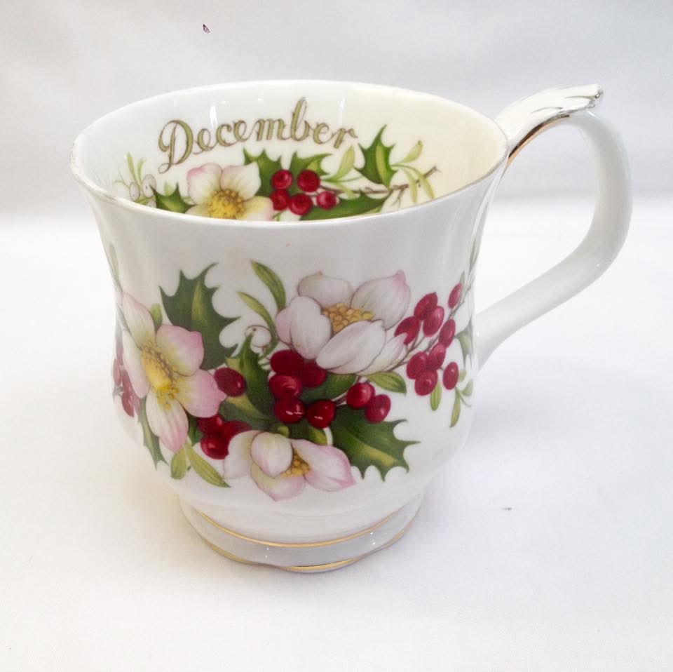 Royal Albert | Flower of the Month Series | Christmas Rose — December | Bone China Mug | England, c.1970s–1980s