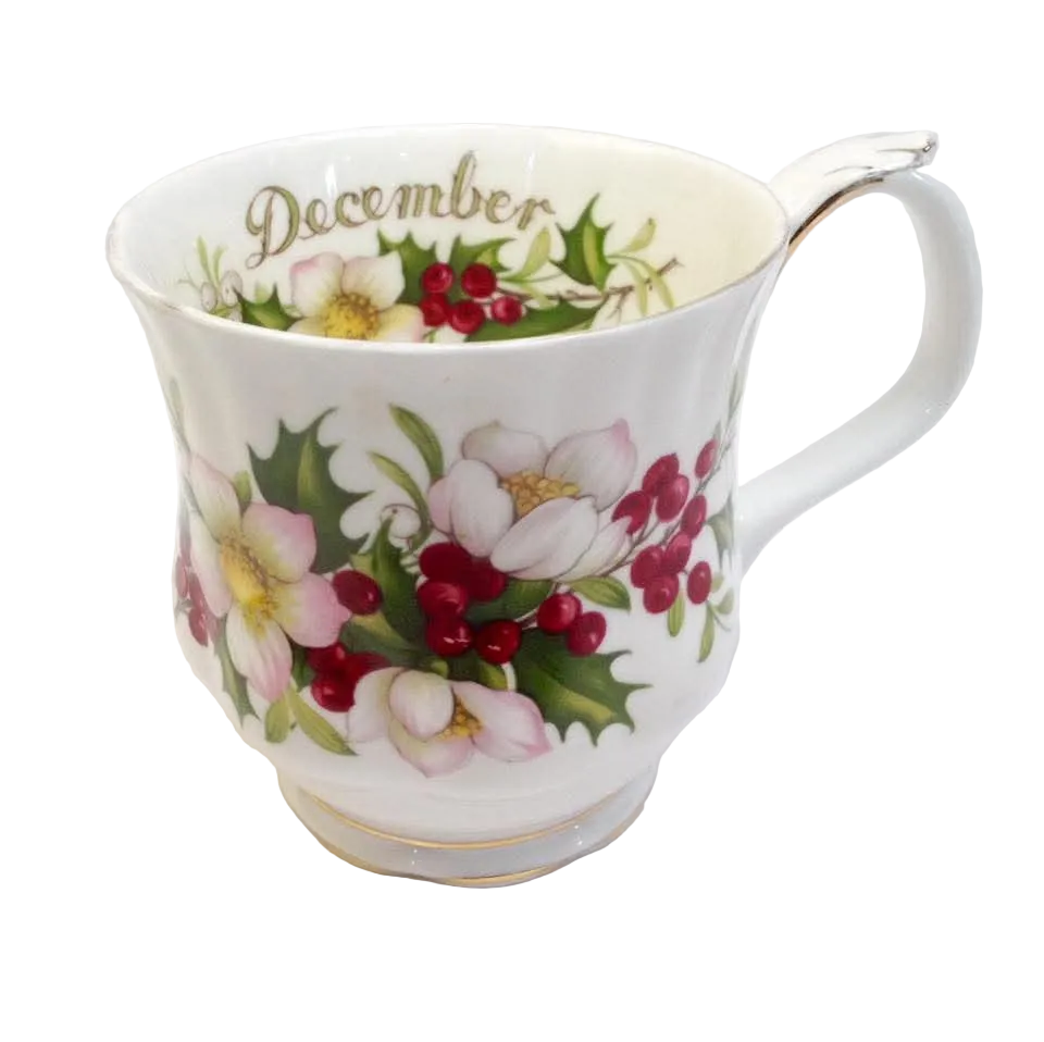 Royal Albert | Flower of the Month Series | Christmas Rose — December | Bone China Mug | England, c.1970s–1980s