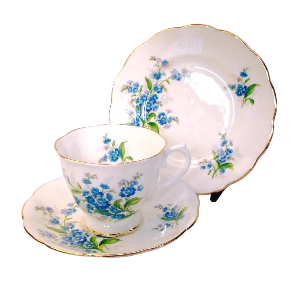 Royal Albert | Forget-Me-Not | Set of Five Trios | Bone China | England, c.1927–1959