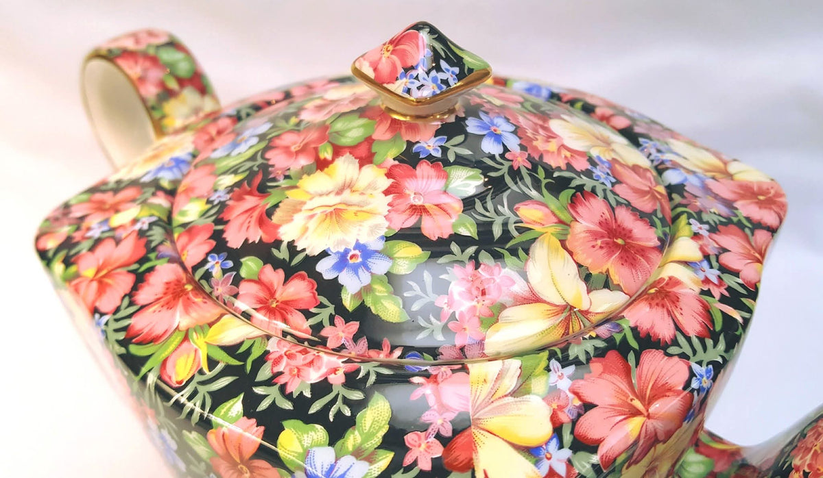 Grimwades Royal Winton | Florence Chintz | Teapot | Black Ground | 1995 Revival