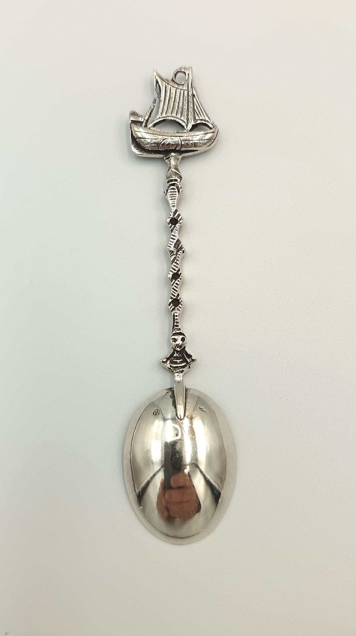 Dutch Silver | Sailing Ship Finial | Twisted Stem Teaspoon | Netherlands | Late 19th–Early 20th Century