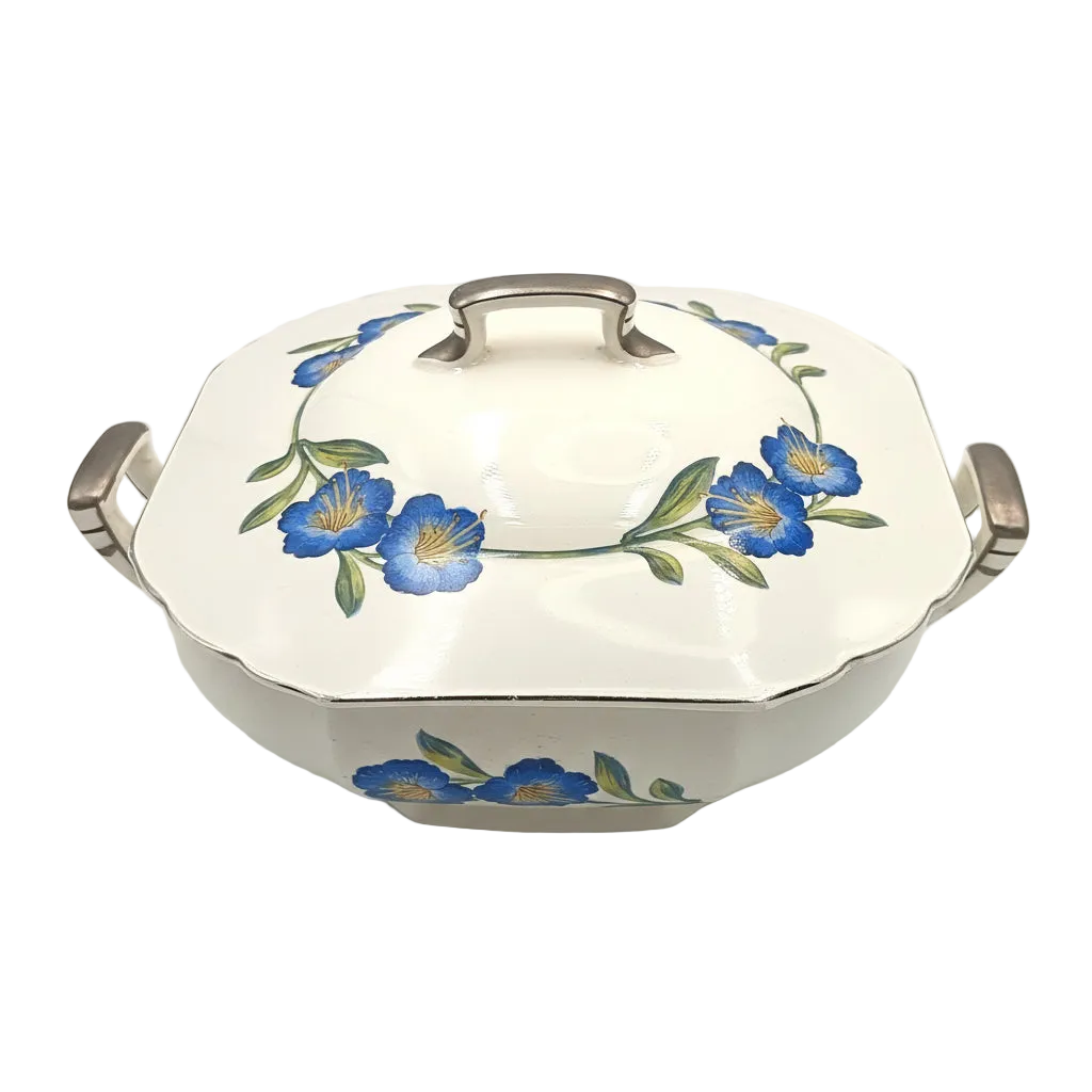 W.H. Grindley & Co. | Ivory Earthenware | Blue Floral | Covered Serving Tureen | England, circa 1925–1935