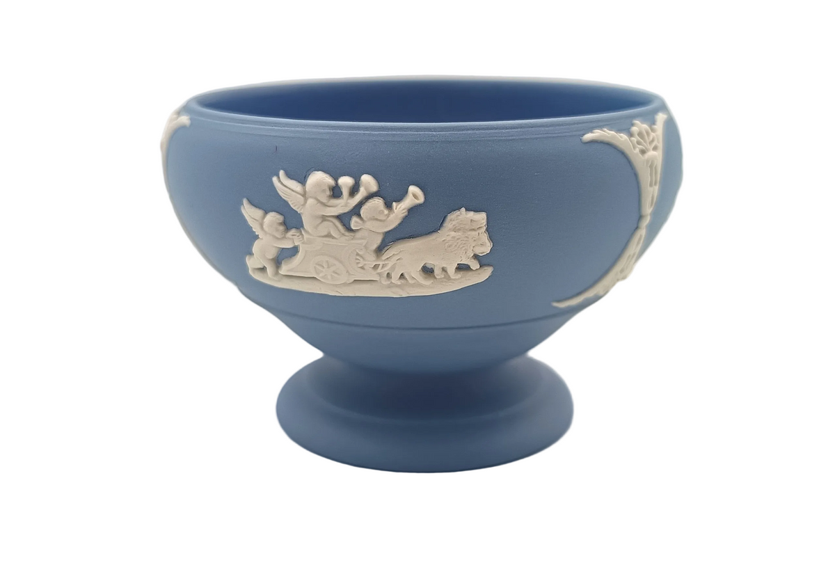 Wedgwood | Jasperware | Footed Bowl | Light Blue | Putti and Classical Figures in Bas-Relief | England | Mid-Twentieth Century