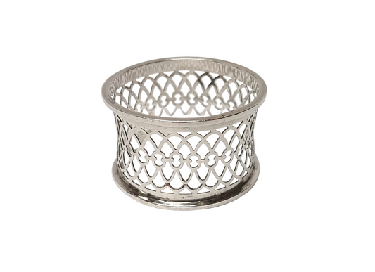 Antique Sterling Silver Pierced Serviette Ring — Miller Brothers Birmingham, Gothic Quatrefoil Pattern