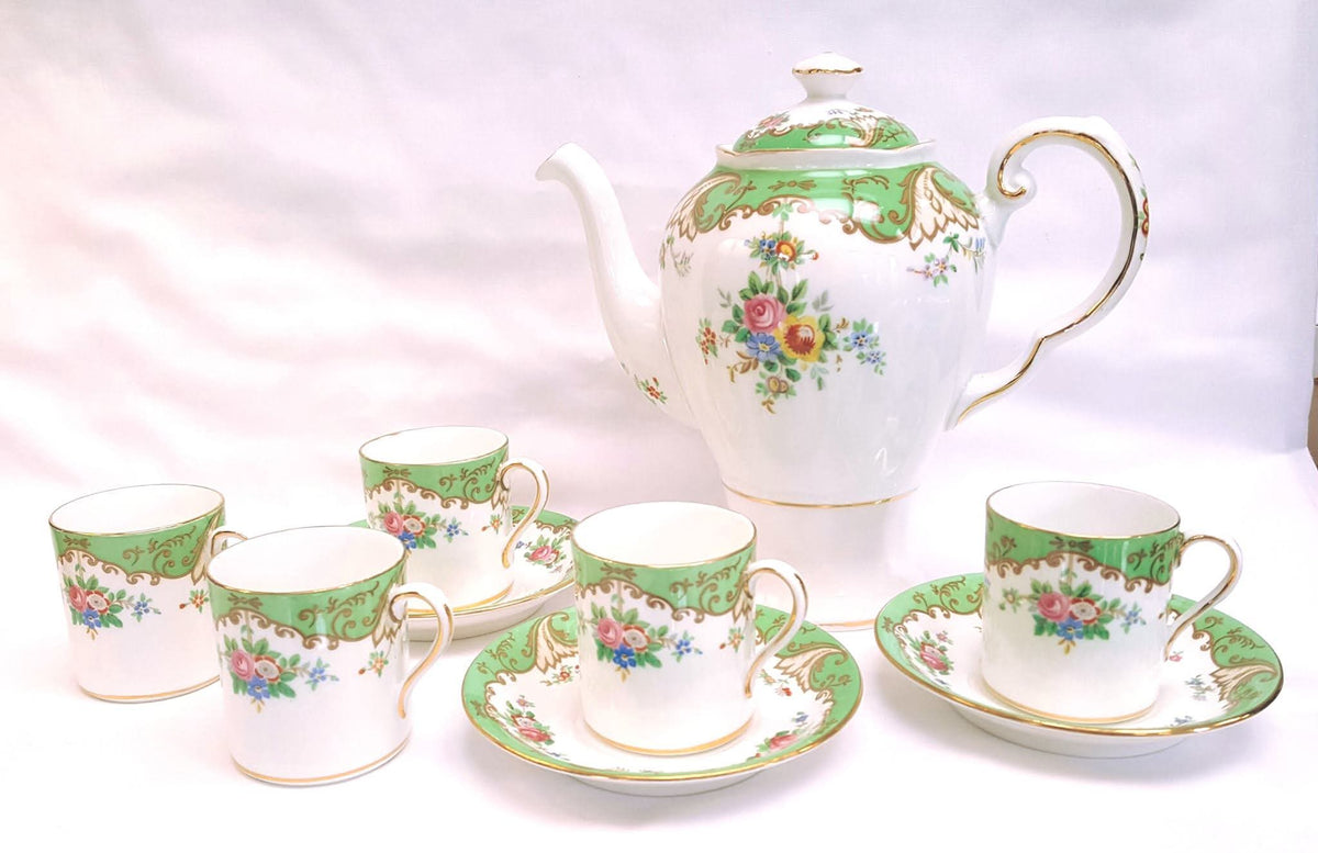 Tuscan Fine Bone China | 'Blenheim' Pattern | Part Coffee Set | 9 Pieces | Circa 1940s