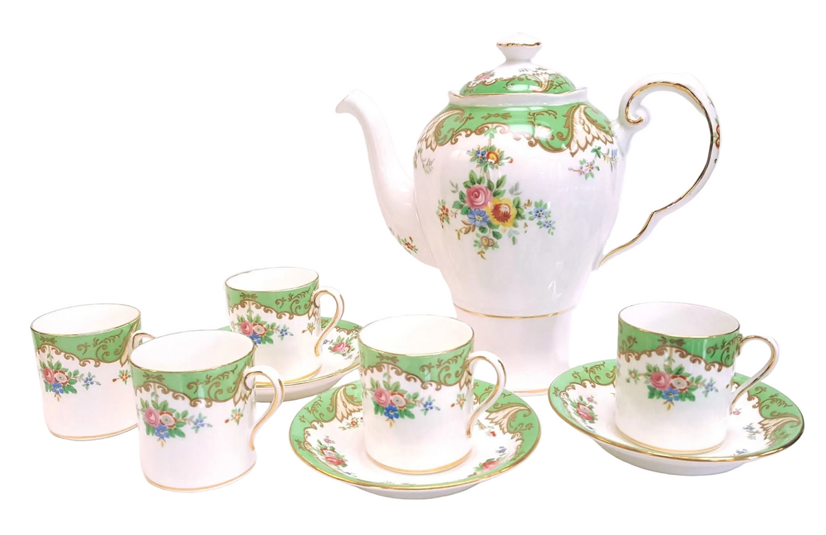 Tuscan Fine Bone China | 'Blenheim' Pattern | Part Coffee Set | 9 Pieces | Circa 1940s
