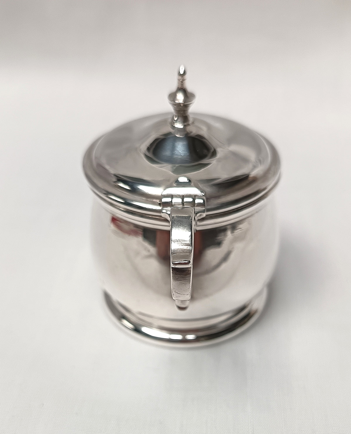 G Bryan & Co | Sterling Silver Mustard Pot with Cobalt Glass Liner | Birmingham | 1933