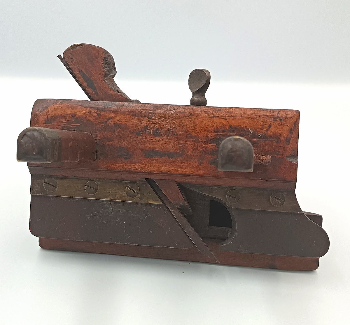 Antique Screw-Arm Plough Plane | Hardwood & Brass | 19th Century