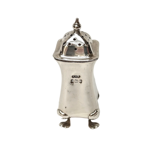 E S Barnsley & Co Ltd | Sterling Silver | Queen Anne Revival Pepperette | Birmingham 1918 | 30g