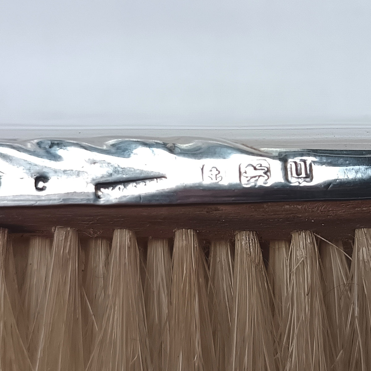 Antique Sterling Silver Clothes Brush — Birmingham Hallmarked 1919, Engine-Turned, Vacant Cartouche