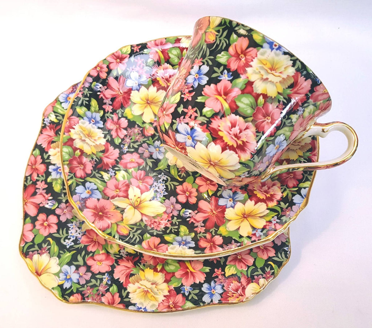 Grimwades Royal Winton | Florence Chintz | 1995 Revival Production | Trio — Cup, Saucer & Side Plate | Mint Unused Condition