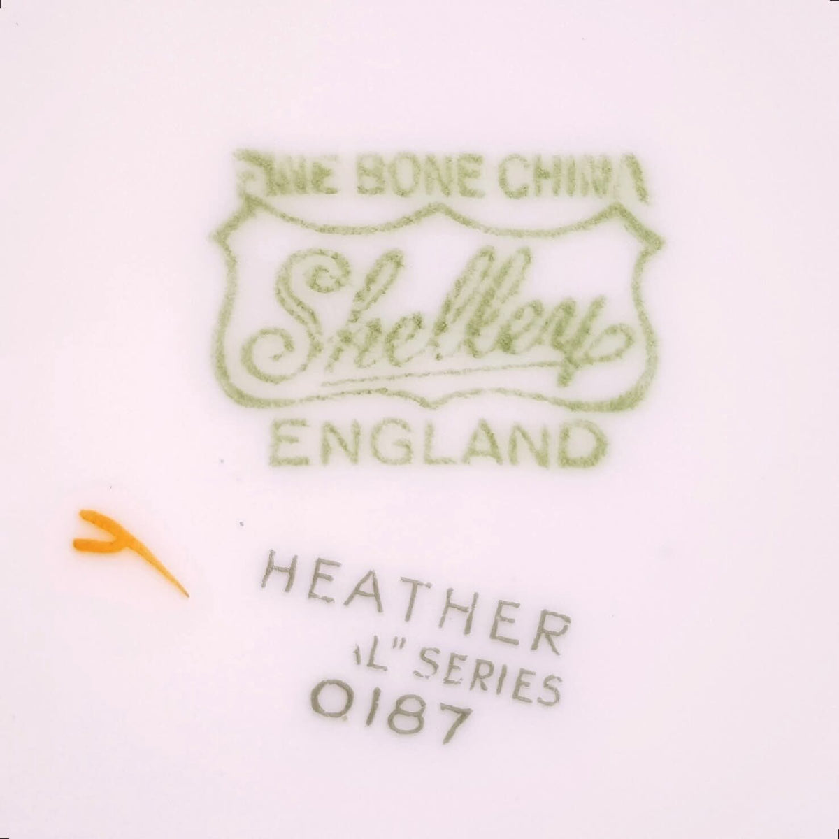 Shelley | 'Heather' — Scenic Series, Pattern 0187 | Six Trios | New Cambridge Shape | Fine Bone China | Circa 1940s | Good Used Condition