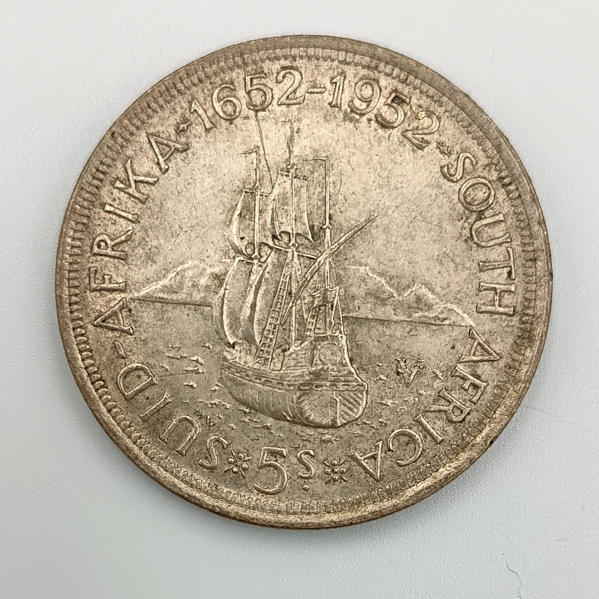 South Africa 1952 Silver 5 Shillings | Van Riebeeck Tercentenary | George VI | Very Fine to Extremely Fine