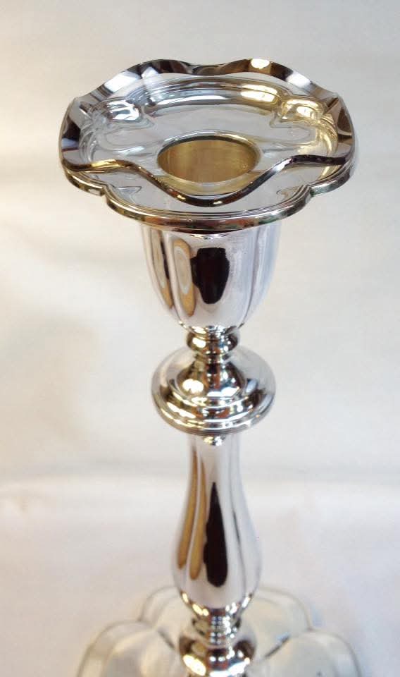 Pair of Sterling Silver Candlesticks — Baluster Column on Quatrefoil Base — Sheffield 1834, L P & Co — William IV