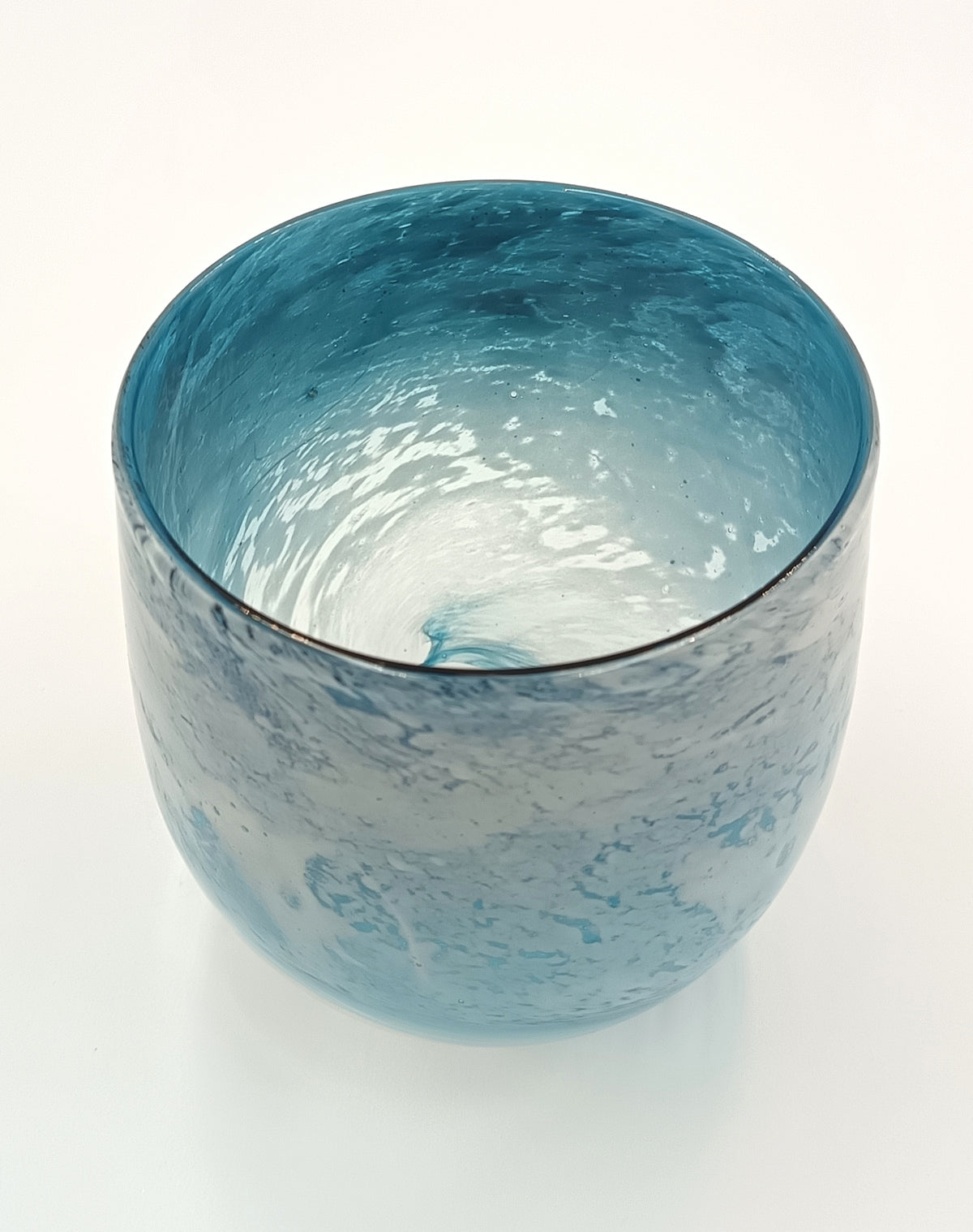 Studio Glass | Hand-Blown Vessel | Blue and White Inclusions | Late 20th / Early 21st Century