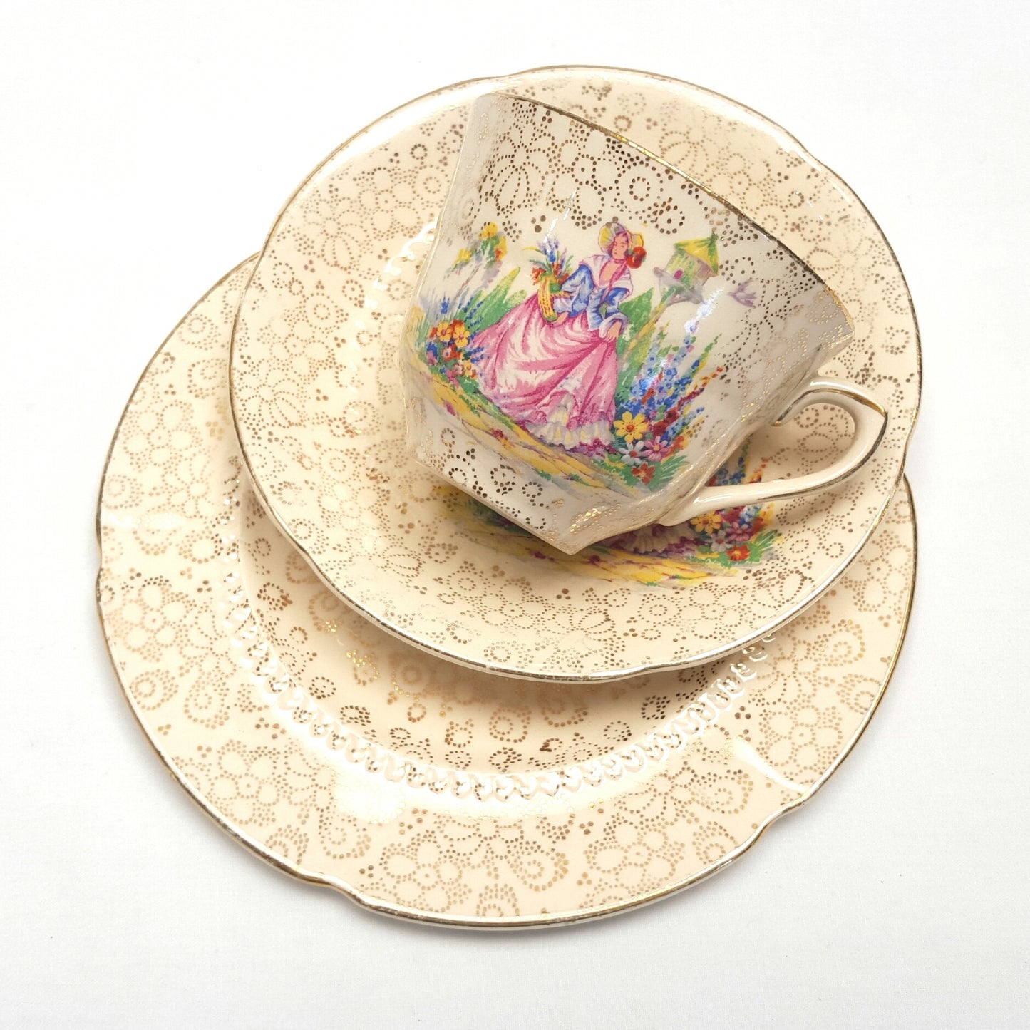 Vintage H & K Tunstall ‘Crinoline Lady’ Chintz Trio