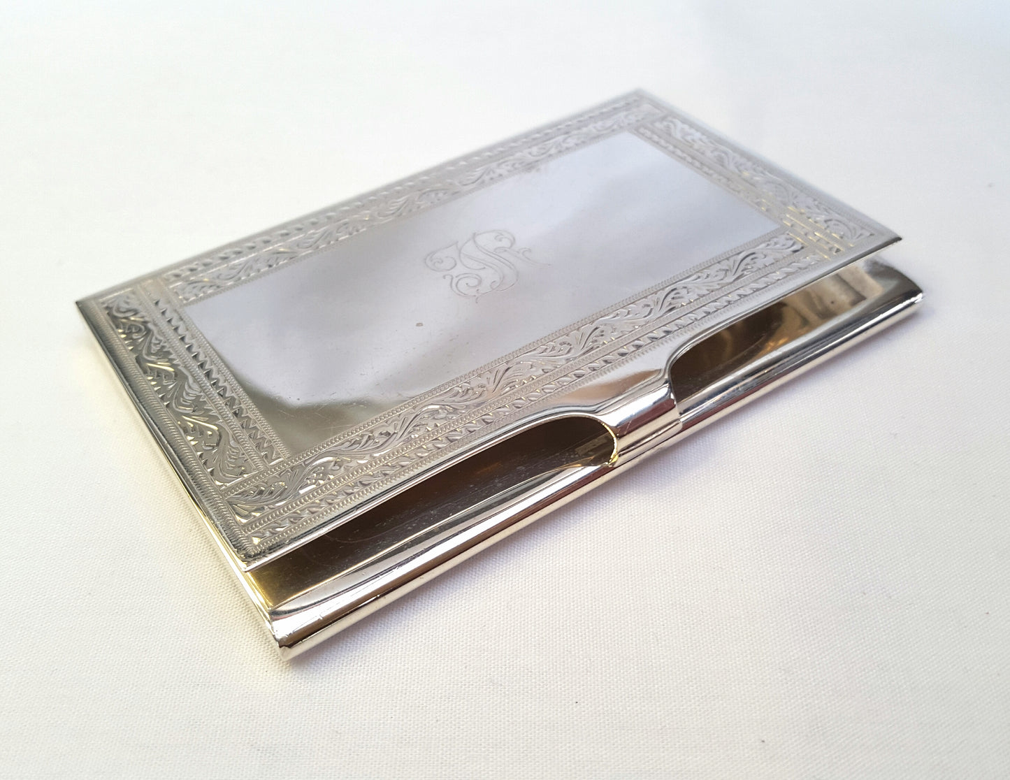 Sterling Silver 925 Hand-Engraved Card Holder