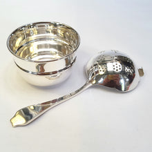 Load image into Gallery viewer, Hallmarked sterling silver  tea strainer &amp; bowl

