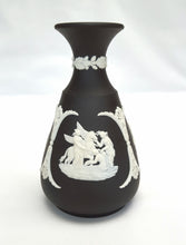 Load image into Gallery viewer, Black basalt Jasperware bud vase by Wedgwood
