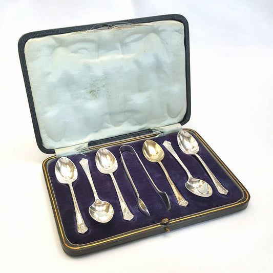 Antique JD & S Silver-Plated Teaspoon and Sugar Tongs Set – Established 1835