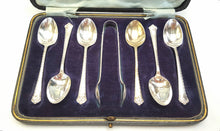 Load image into Gallery viewer, Set of six silverplated teaspoons and tongs
