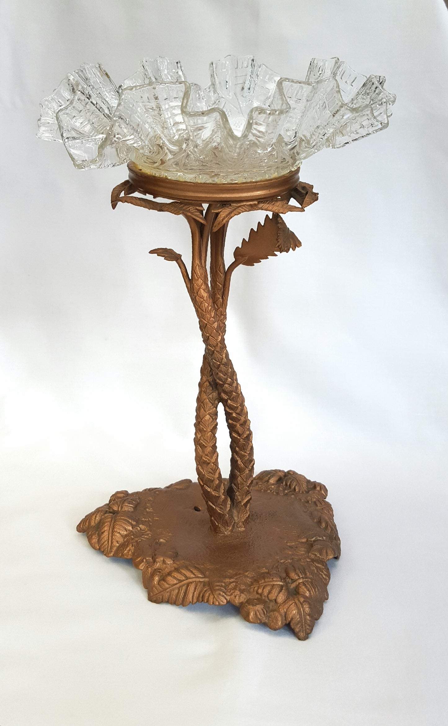 Antique Italian Centrepiece – Gilded Brass & Art Nouveau Glass