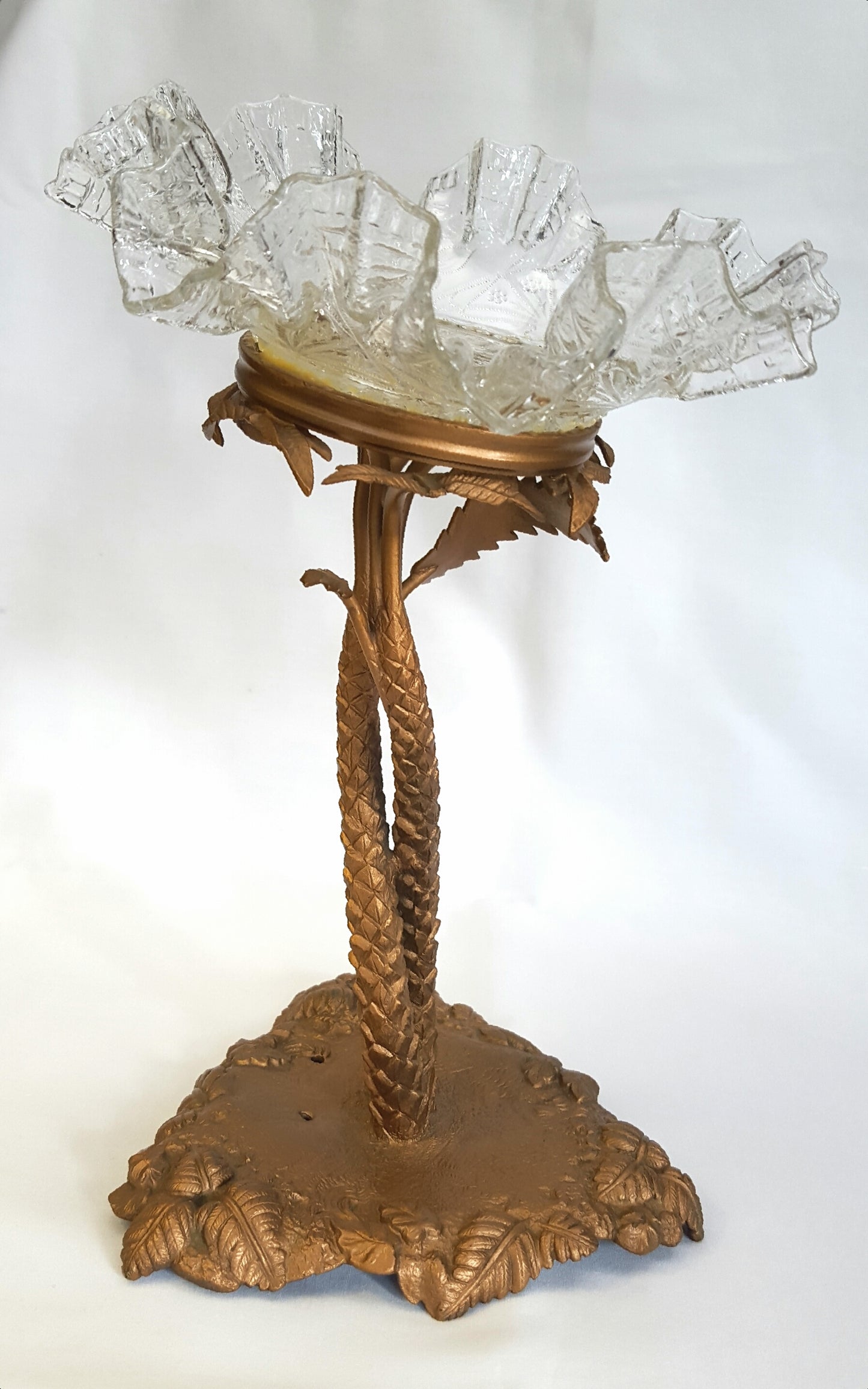 Antique Italian Centrepiece – Gilded Brass & Art Nouveau Glass