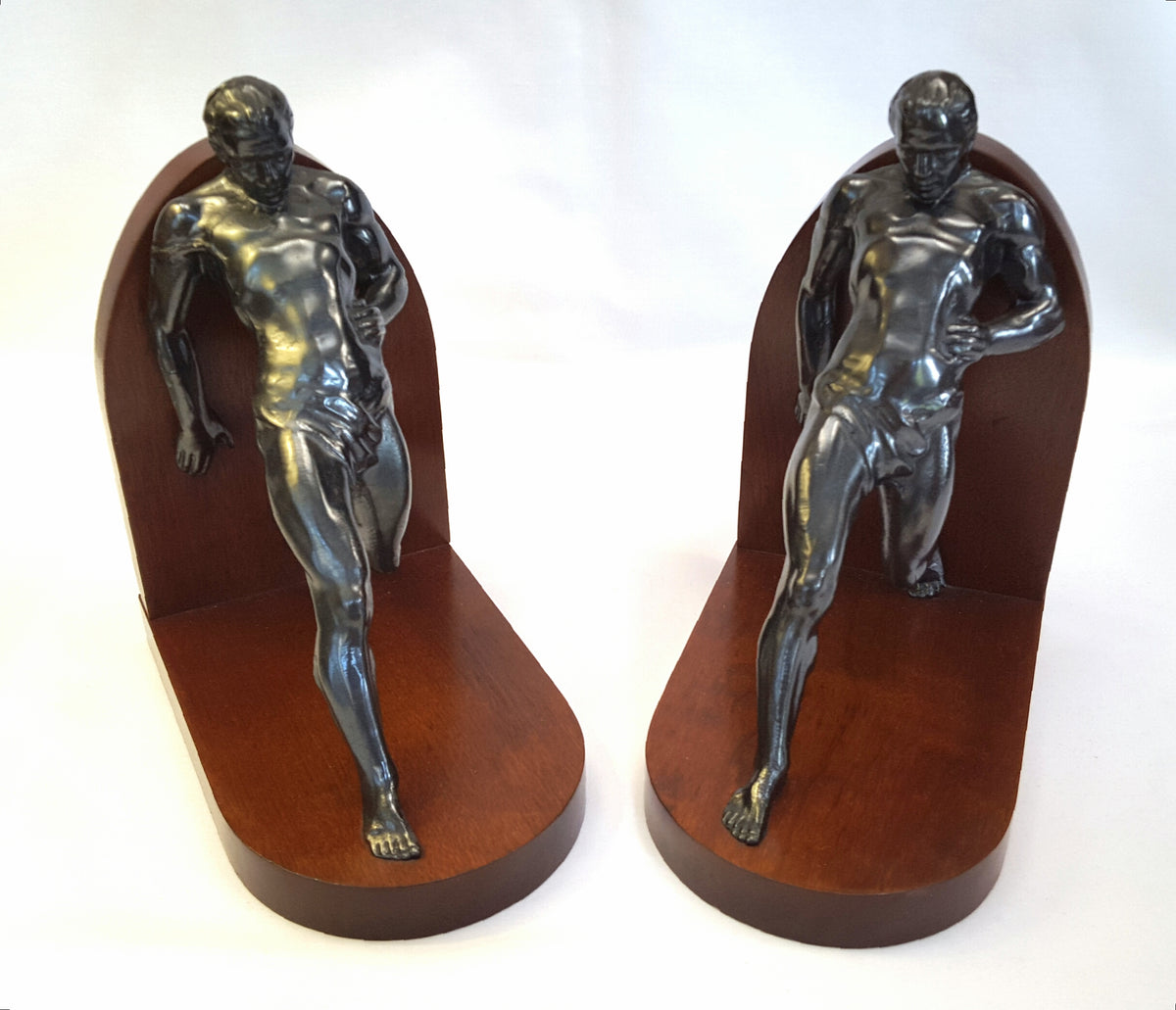 Stunning Pair of French Art Deco Spelter Bookends after R. Vramant – Circa 1930s