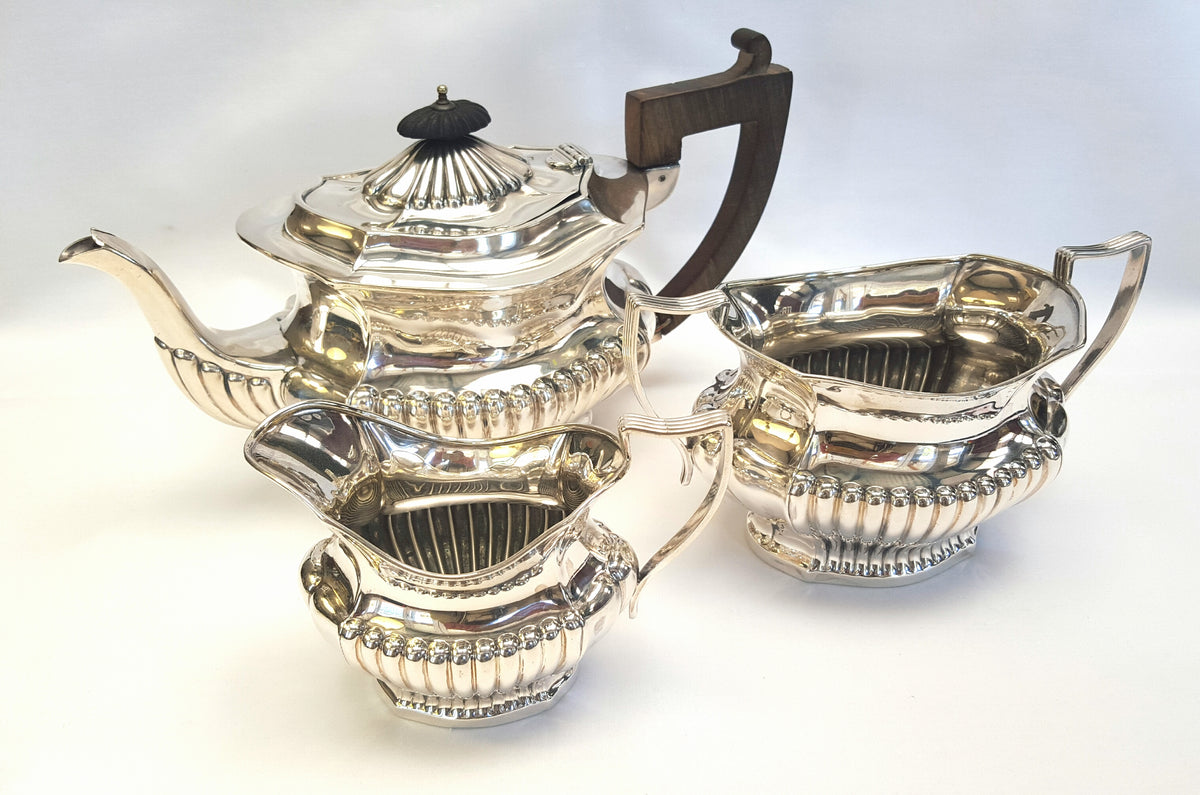 Antique Hallmarked Sterling Silver Three-Piece Tea Service