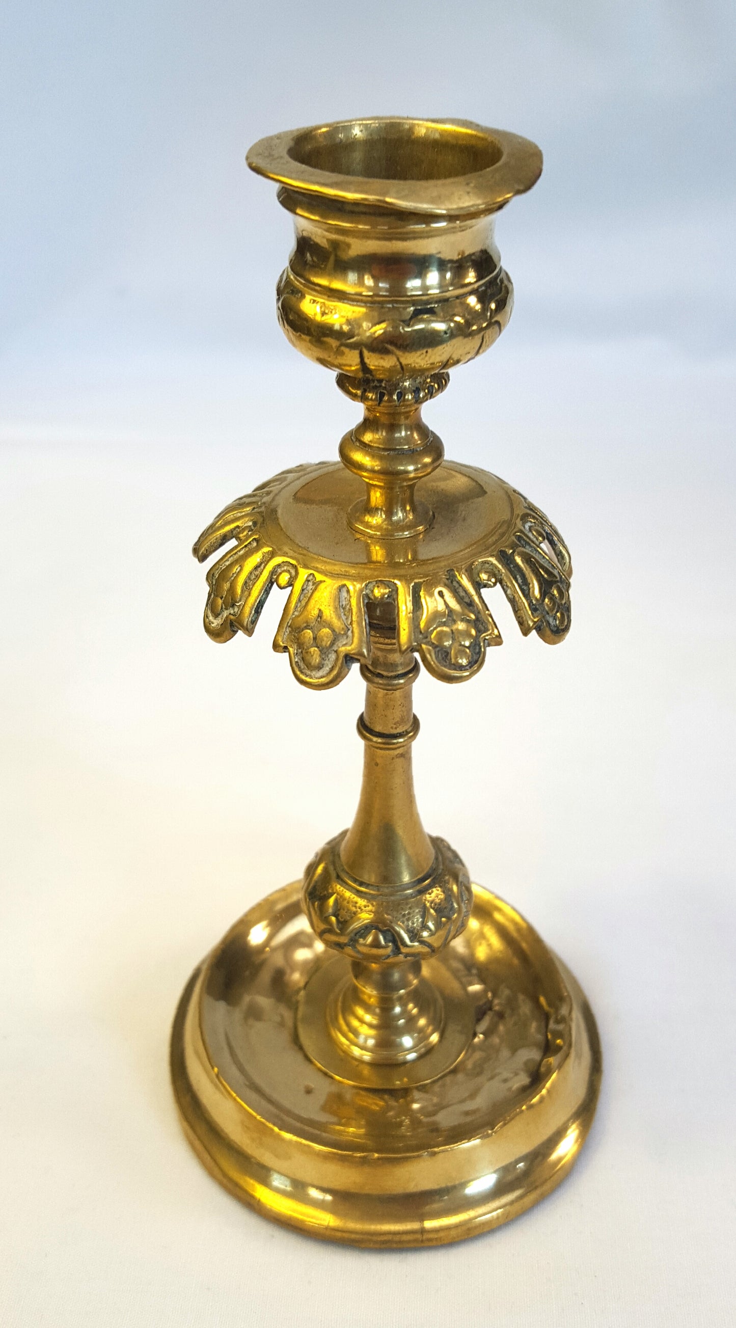 Elegant Pair of Antique Victorian Cast Brass Candlesticks