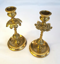 Load image into Gallery viewer, Pair of antique brass candlesticks
