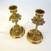 Load image into Gallery viewer, Pair of antique brass candlesticks
