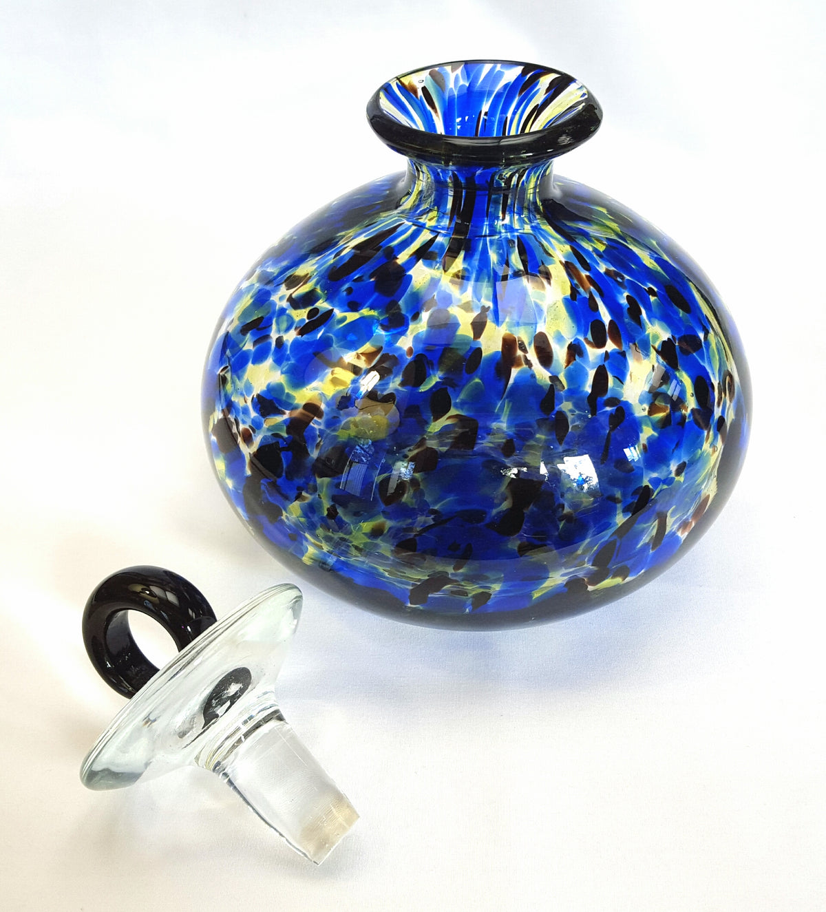 Striking and Highly Decorative Hand-Blown Art Glass Decanter