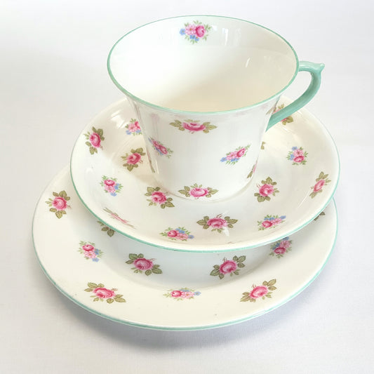 Vintage Shelley Fine Bone China Trio – ‘Rosebud’ Pattern 13426, England