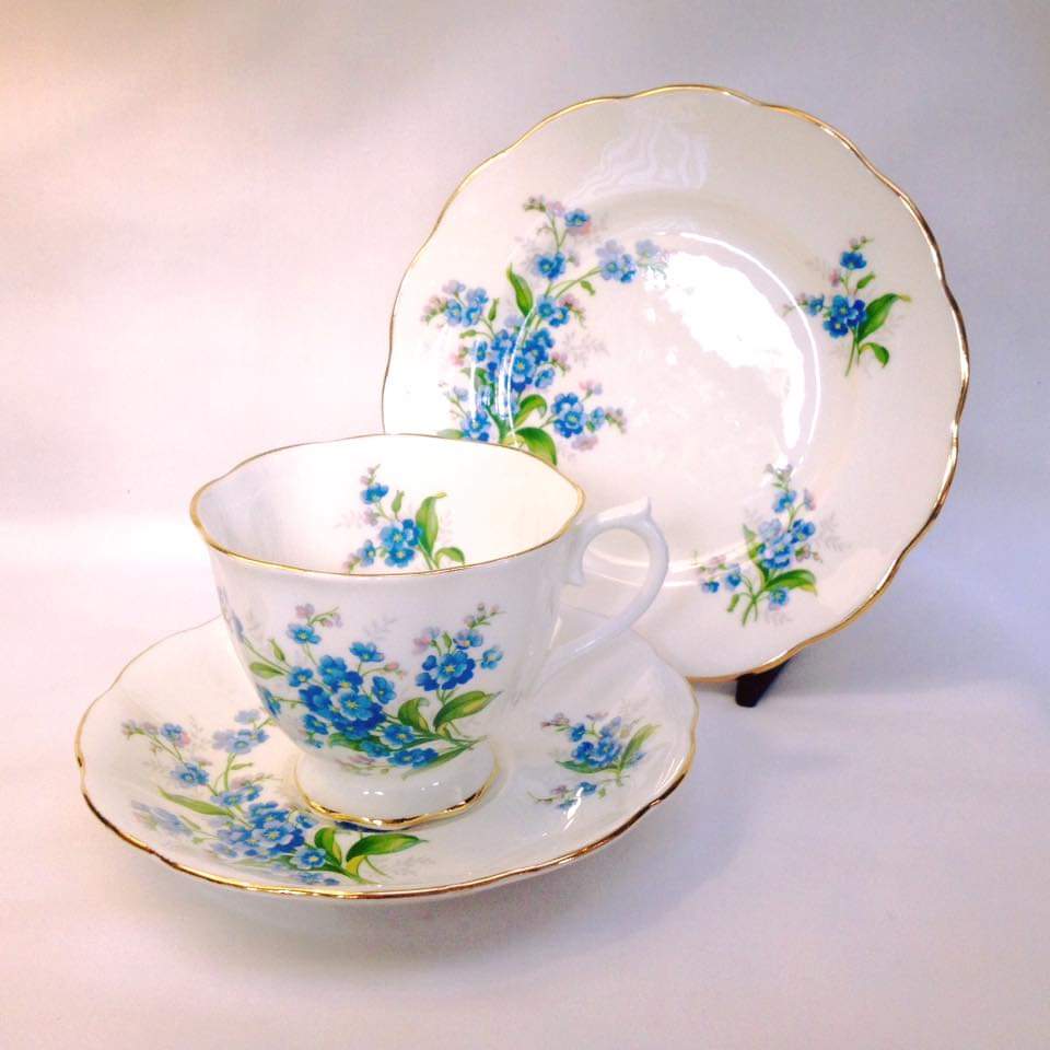 Vintage Royal Albert ‘Forget-me-not’ Bone China Trio – Made in England