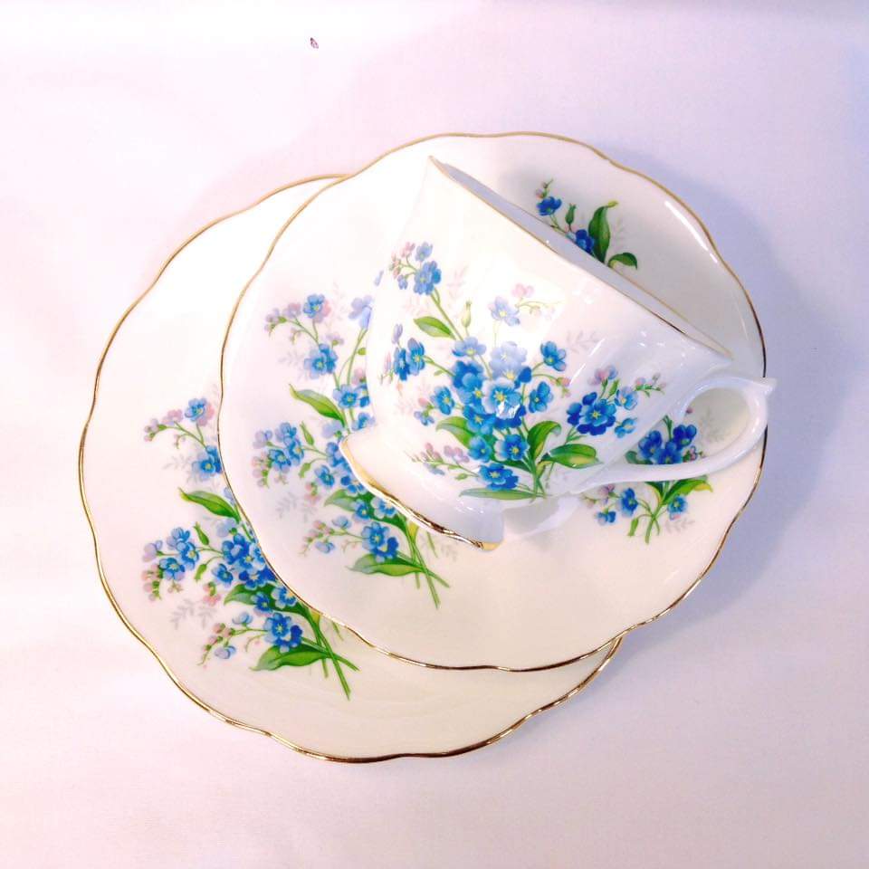 Vintage Royal Albert ‘Forget-me-not’ Bone China Trio – Made in England