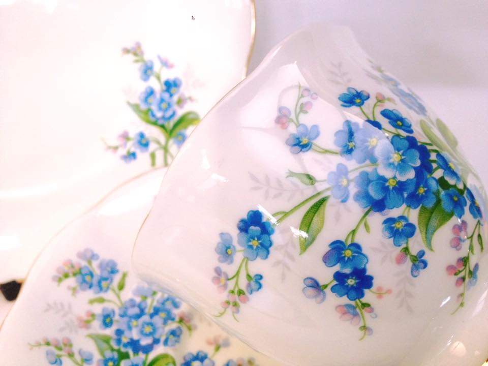 Vintage Royal Albert ‘Forget-me-not’ Bone China Trio – Made in England